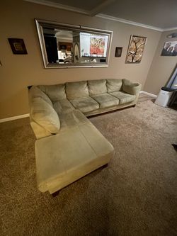 Light Green Microfiber Sectional Sofa