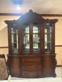 Large Traditional Wood China Cabinet Hutch