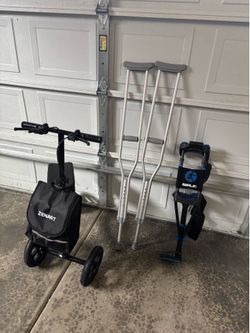 Iwalk knee walker, knee scooter and adjustable crutches
