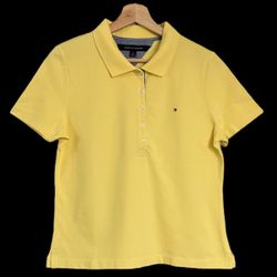 TOMMY HILFIGER YELLOW POLO SHIRT SIZE WOMENS MEDIUM