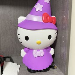 Hello Kitty Purple Hat Halloween Lighted Yard Blow Mold