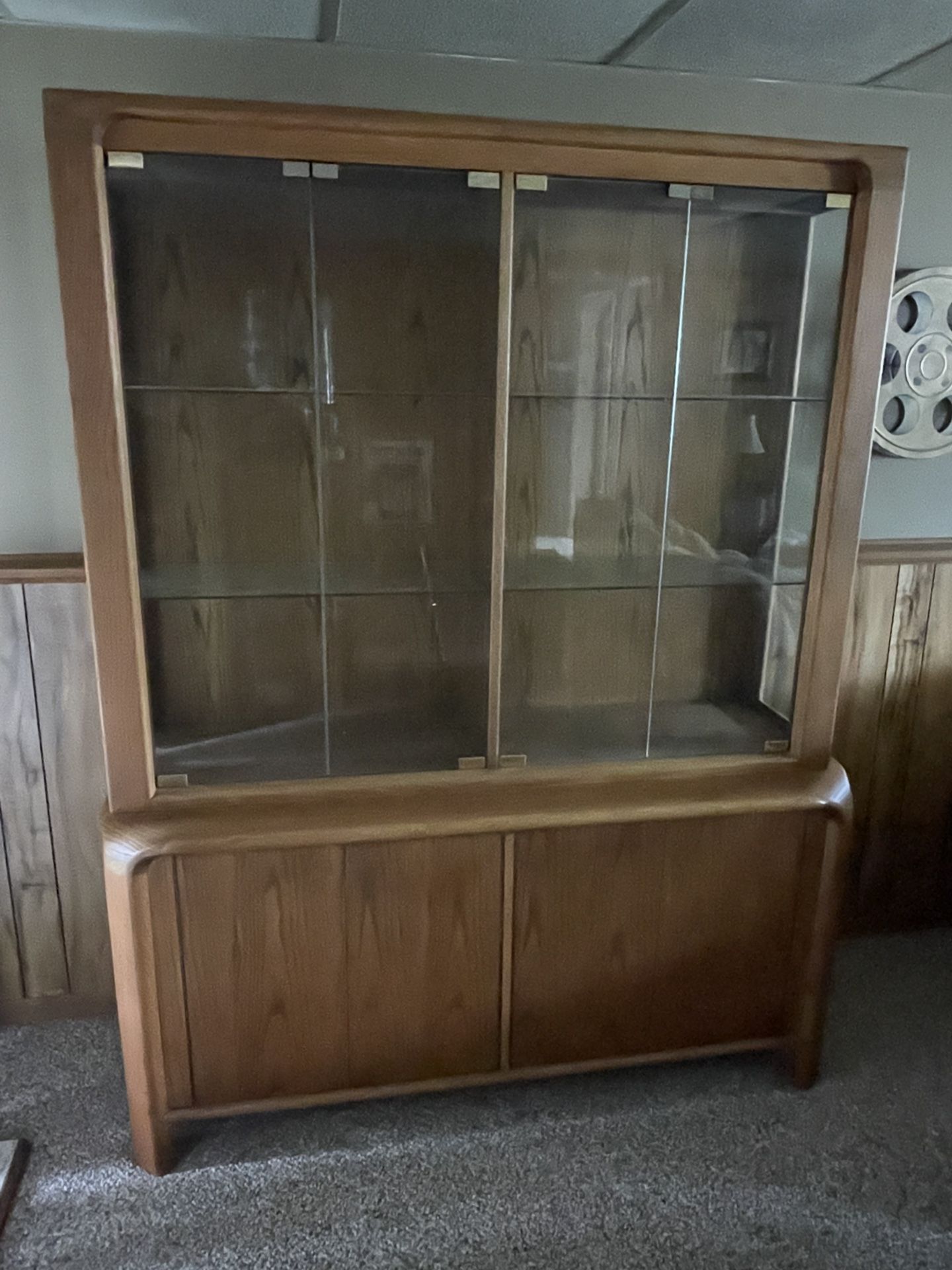 Solid Oak Hutch Or Display Case LIKE NEW!