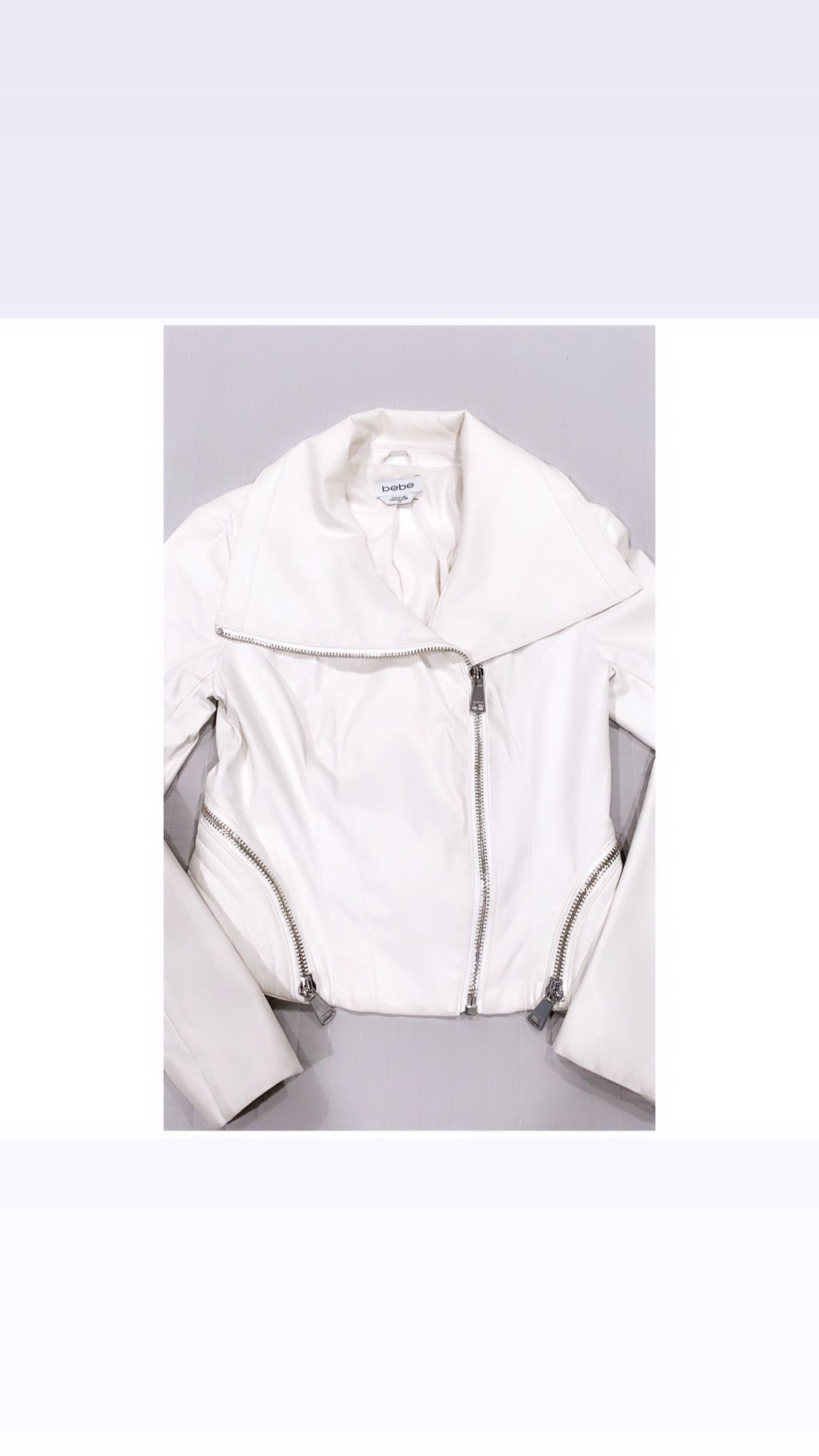 BEBE CHIC CLASSIC OFF-WHITE MOTO JACKET! Excellent condition! Size:S