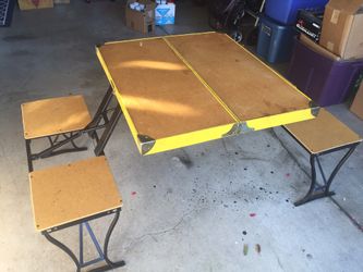   Vintage Milwaukee Handy Table and Chair Set Stamping Co USA Made - Yellow