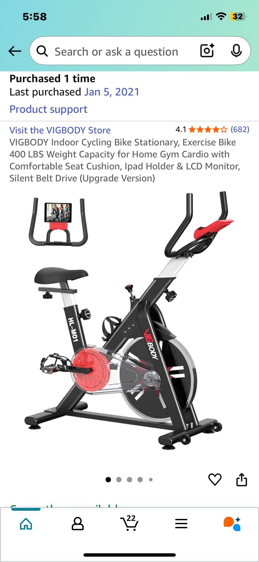 Brand new VIGBODY exercise bike — NEVER OPENED 