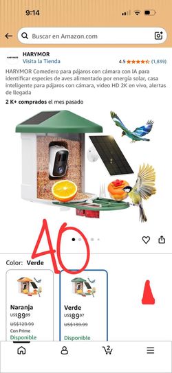 HARYMOR Comedero para pájaros con cámara con IA para identificar especies de aves alimentado por energía solar, casa inteligente para pájaros con cáma