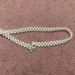 New Pearl Bow Belt Vintage Jewelry Retro Rhinestone 