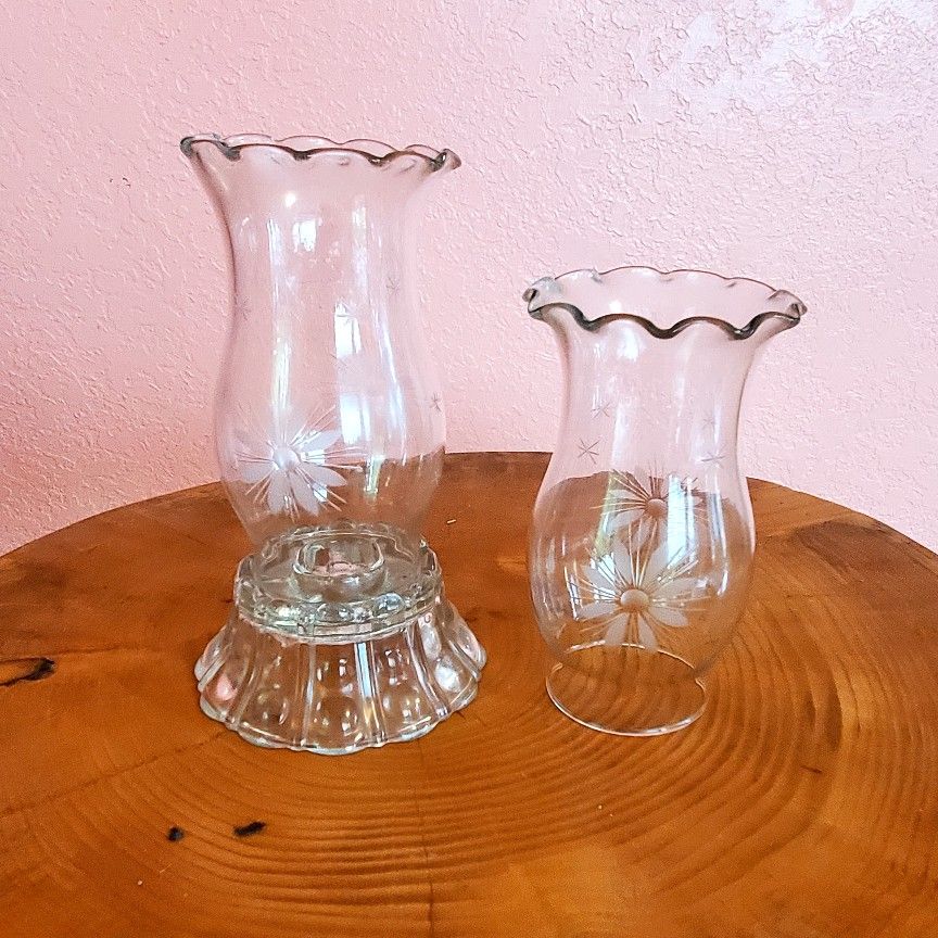 Etched Glass Candle Holder