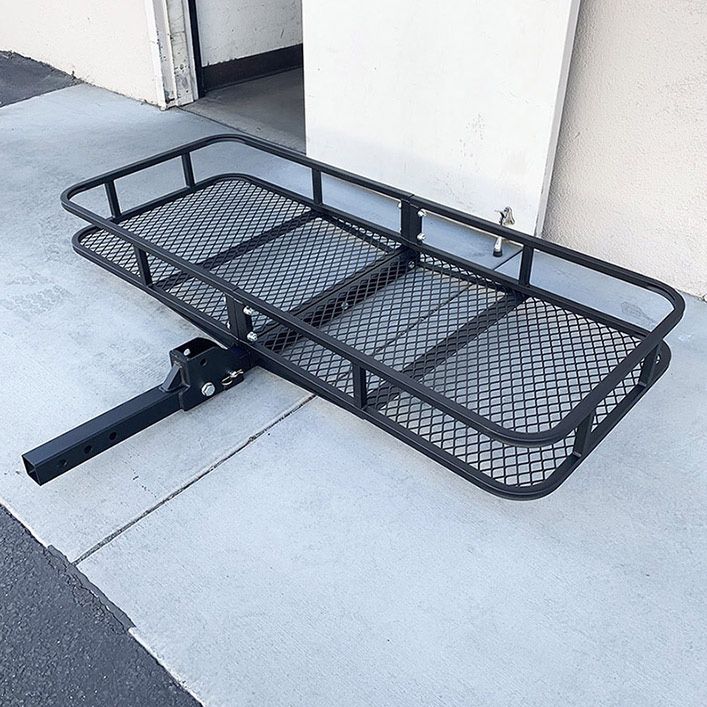 (Brand New) $109 Heavy Duty Folding Cargo Rack Carrier 60x25” Fold Up Basket 2” Hitch Receiver 500 Lbs Max
