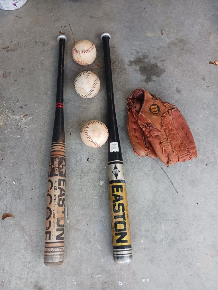 Softball Bats And Glove