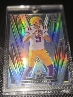 Jayden Daniels Leaf Metal Silver Holo