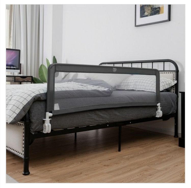 Gray 59" Breathable Baby Children Toddlers Bed Rail