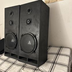 Jl Audio 12” Pair Big Tower Speakers With Midrange + Bullet Tweeters  & Crossover Inside Box