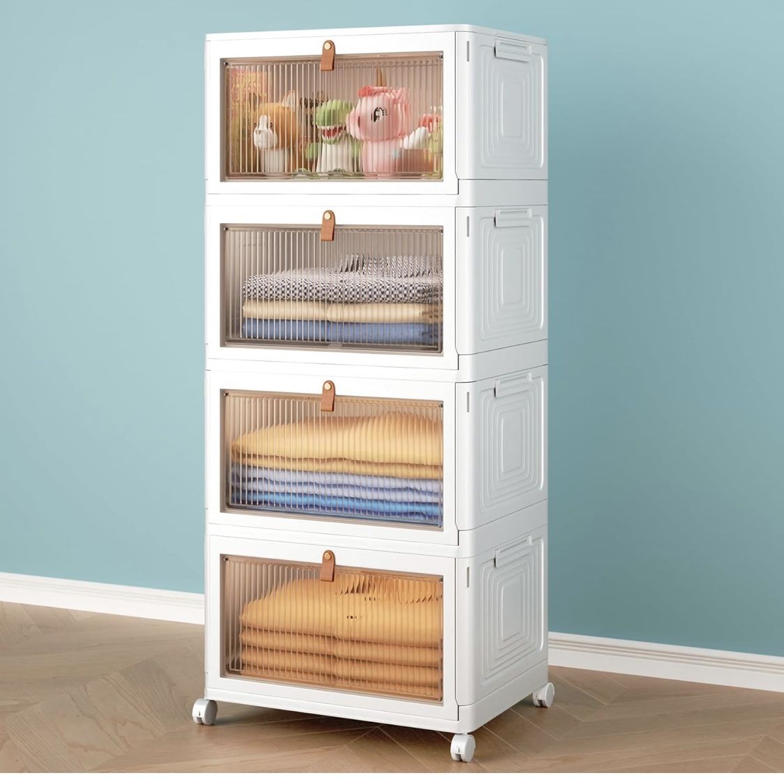 4 The Tier Storage Bins with Lids, 23QT B(52)