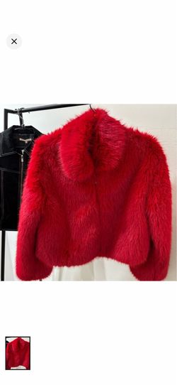 Red furry jacket