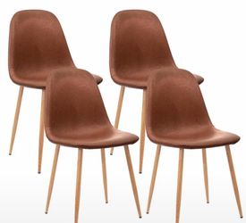 Set of 4 Modern Dining Chairs – Camel Brown