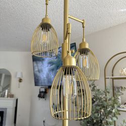 Modern Gold 3-Light Adjustable Floor Lamp with Warm LED Bulbs
