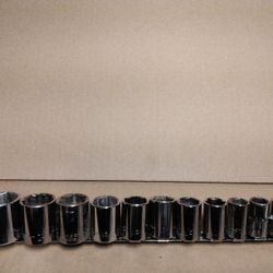 CRAFTSMAN 12 Piece - MADE IN USA 🇺🇸 - 1/2" Drive SAE Chrome Shallow SOCKET SET - $40.00
