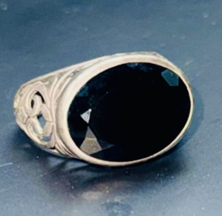 Silpada Sterling Silver Black Chalcedony Filigree Ring