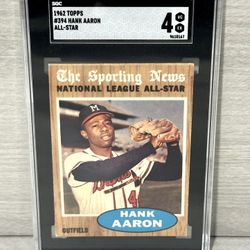 1962 TOPPS HANK AARON ALL-STAR BASEBALL CARD #394 vintage mlb history 