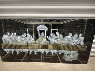 Last supper inlay black lacquer picture 