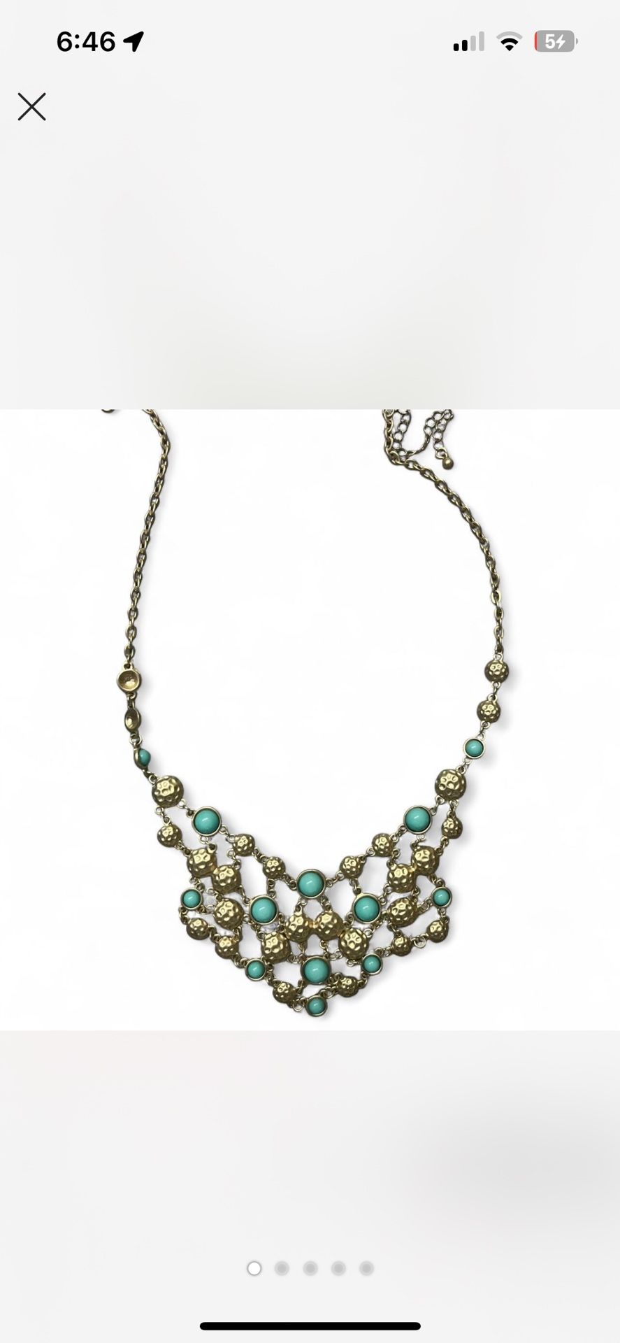 Turquoise and gold statement necklace