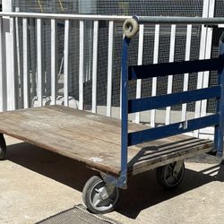 Warehouse 5’ Flatbed 4 Wheel Cart Dolly Hard Wood Bed