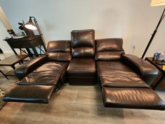 Brown Leather 3-Piece Power Reclining Sectional Sofa – $699 OBO!  Moving in 2 weeks – must sell fast!