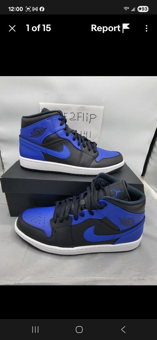 Men Sz 12 Jordan 1 Mid Hyper Royal ( 2021 ) 554724-077