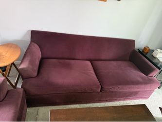 Loveseat and full size suede purple couches