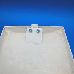Blue Topaz Diamond Earrings 925 Silver 