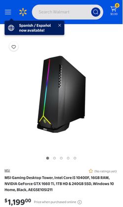 MSI Aegis SE Gaming Intel i5-10400F GeForce GTX 1660 super 16GB 240GB SSD + 1TB HDD