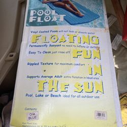 Blue Vinyl-Coated Foam Pool Float – $25 26 x 70 x 1 3/4