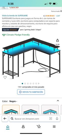 Black L shaped desk