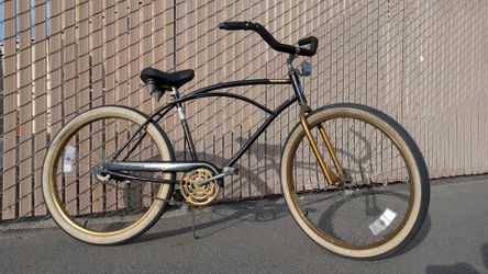 Vintage Murray beach cruiser w gold chrome 80s retro bicycle 1984 Olympics bike 26" white wall tires BMX like Laguna