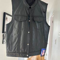 Motorcycle Leather Vest 