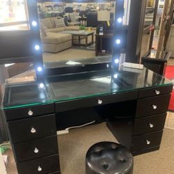 NEW BEAUTIFUL VANITY MAKEUP TABLE w/STOOL *NO CREDIT NEEDED $1 Down