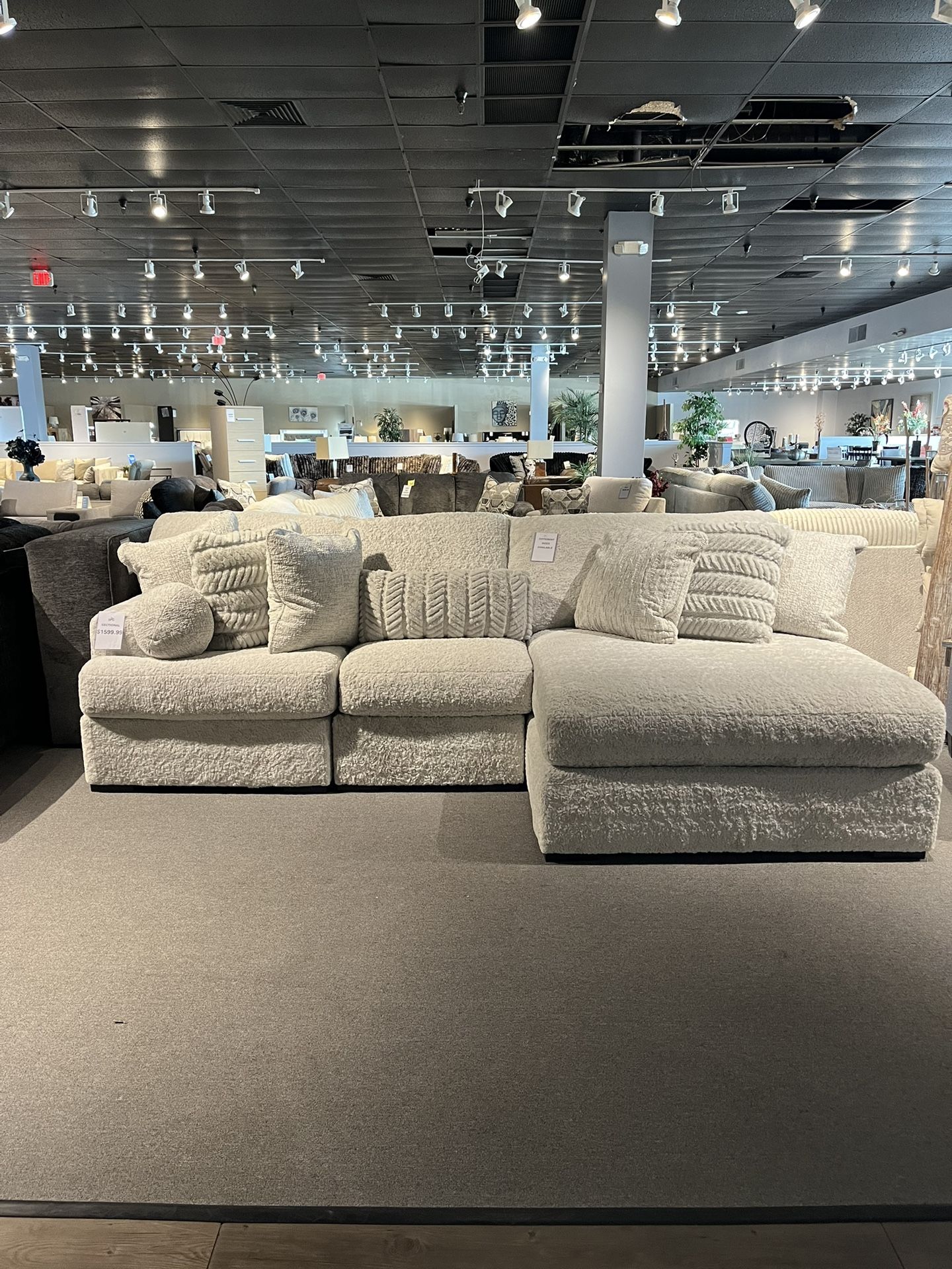 Grey 3PC Chaise Sectional Couch