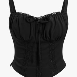 Women Corset Lace Up Cami Crop Top Sexy Slim Bodyshaper Bustier Tees Shirt Blouse Spaghetti Strap Backless Summer Tops