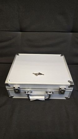 Aluminum Briefcase with Lock, 11.5 Inch Metal Hard Case for Men, Portable Tool Box with Foam, Secure Lockable Storage Briefcases, Aluminum Flight Carr