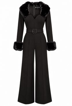 Valentine Black Jumpsuit with Faux Fur Trim