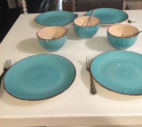 Teal and Brown Ceramic Dinnerware Set