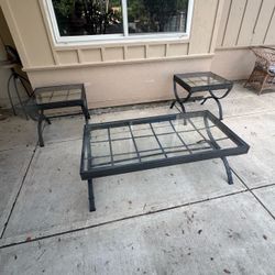 Glass Top Metal Coffee Table Set – 3 Pieces
