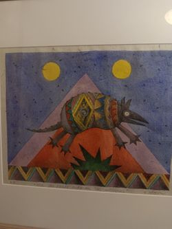 Francisco Mora Illustration Art Mixed Media Artist Proof Print Entitled "Alla Por Doude Audarau Los Autequos" 21" Wide 18" Tall