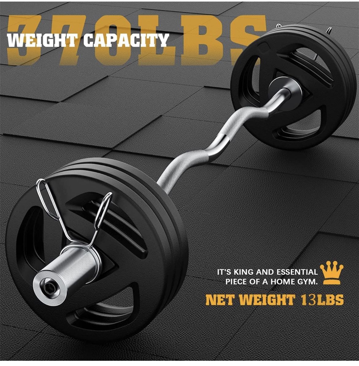 Gym Weights LAVVON Olympic EZ Curl Bar – 47-Inch Curved Barbell For ...