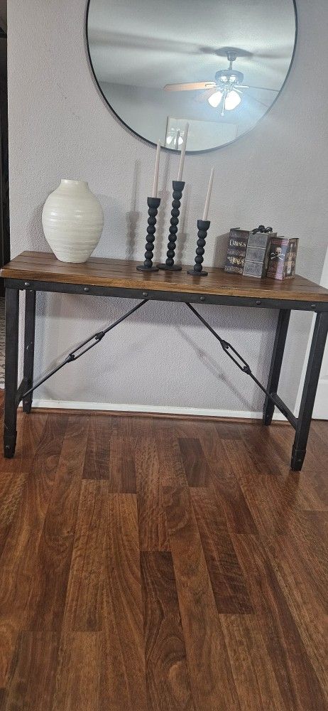 entry table metal and wood