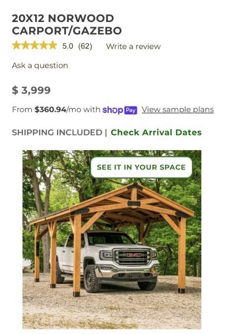 20 x 12 Backyard Discovery Norwood Gazebo/Carport