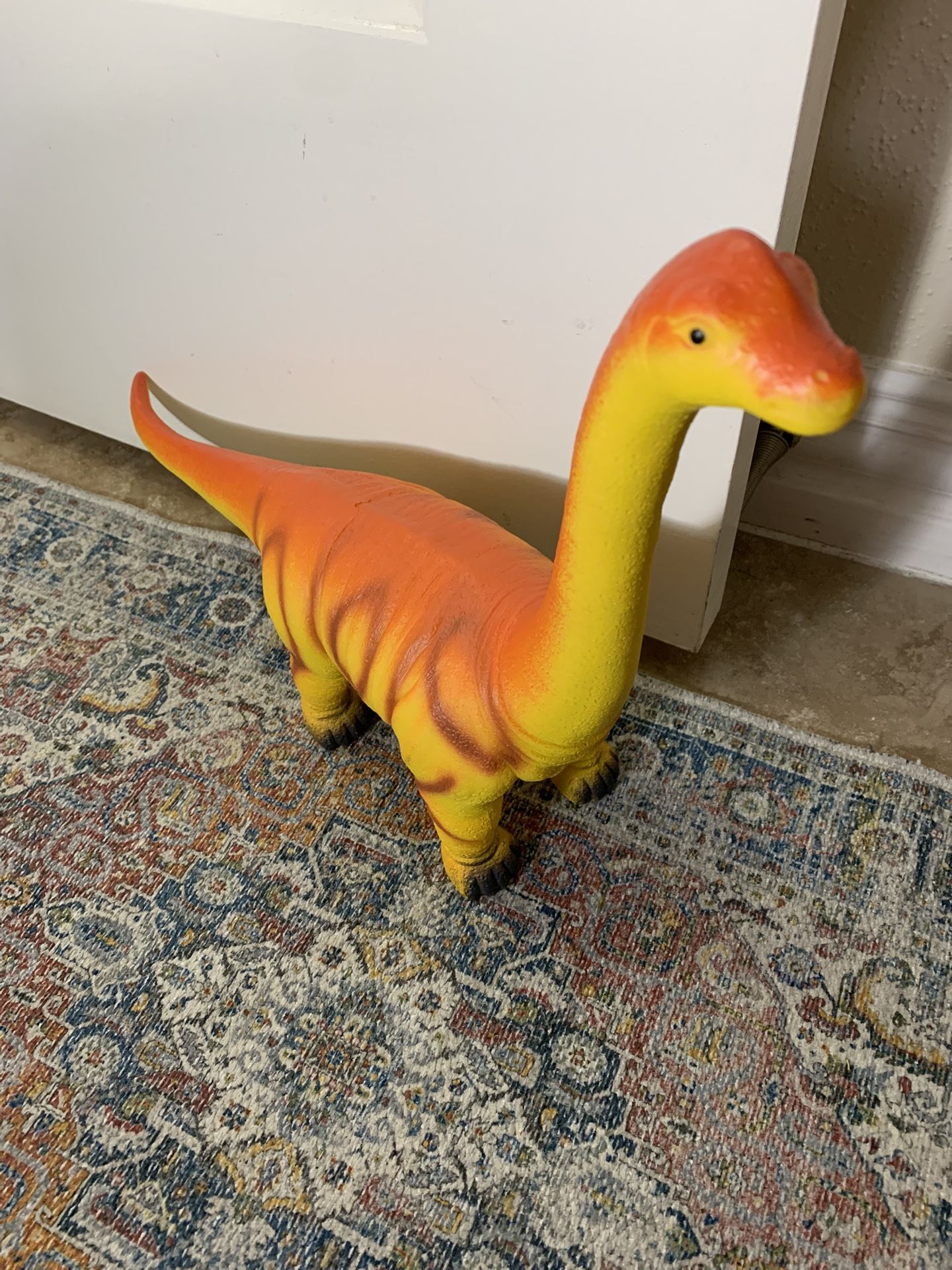 Brachiosaurus Soft Rubber Plastic Toy Dinosaur Not Scary Orange Yellow