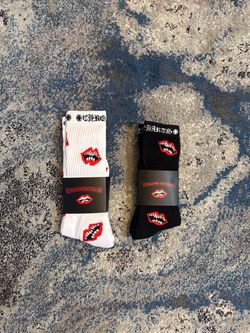 Chrome Hearts Lips Crew Socks – White & Black