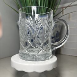 Paul Sebastian S6B2 Crystal Clear Glass Mug Vintage 70s diamond/fan cut pattern
